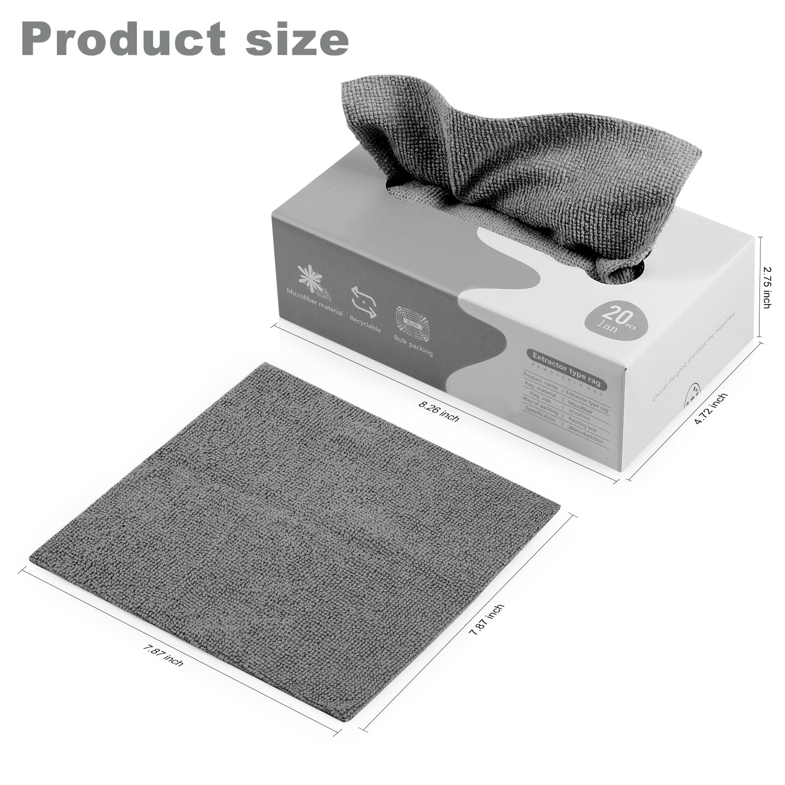 QK Exclusives - microfibre cleaning cloth - reusable and washable - 20 pieces in one box - Ultra-Absorbent Towel, Lint Free for Home, Kitchen & Car Polishing, Drying, Buffing & Detailing