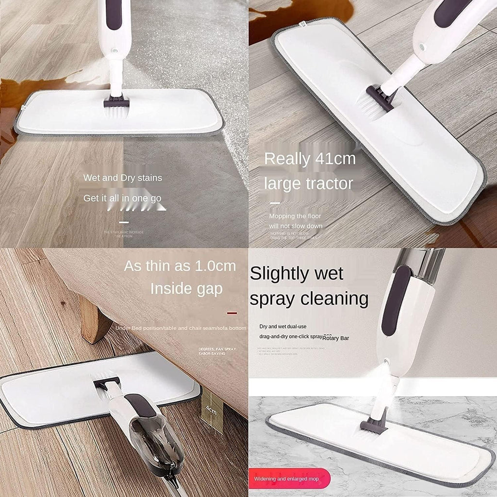 QK Exclusives - Water Spray Mop - 360° Rotatable Spray Flat Mop - Mop For Wood Floor Dry And Wet Use -  350 ML Large Capacity Water Tank