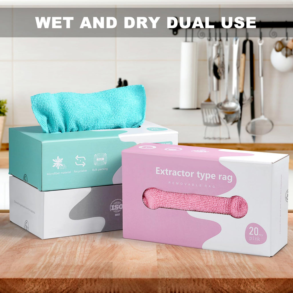 QK Exclusives - microfibre cleaning cloth - reusable and washable - 20 pieces in one box - Ultra-Absorbent Towel, Lint Free for Home, Kitchen & Car Polishing, Drying, Buffing & Detailing