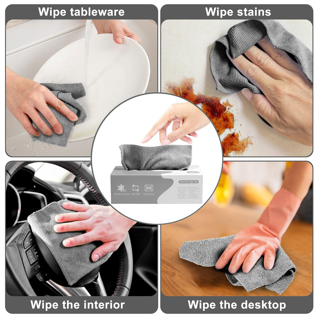 QK Exclusives - microfibre cleaning cloth - reusable and washable - 20 pieces in one box - Ultra-Absorbent Towel, Lint Free for Home, Kitchen & Car Polishing, Drying, Buffing & Detailing